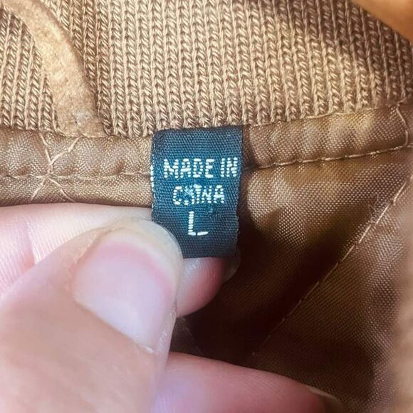 Roundtree & Yorke | Tan Suede Leather Bomber Jacket Size L | EUC - Picture 5 of 12